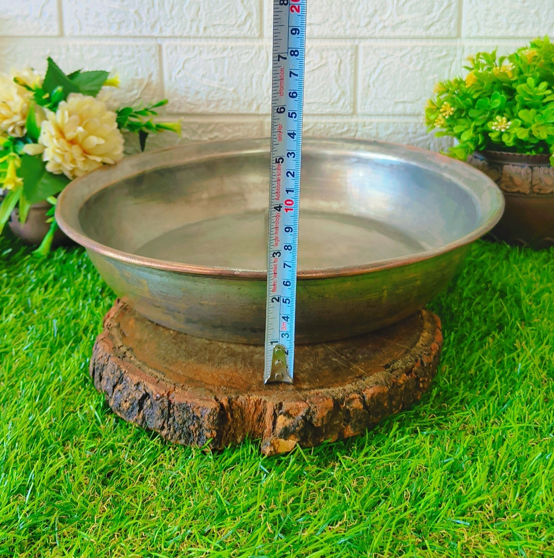 Antique Brass Rare Cooking Bowl | Taman with Ladle | Unique Deg with Spatula | Kitchen Utensil