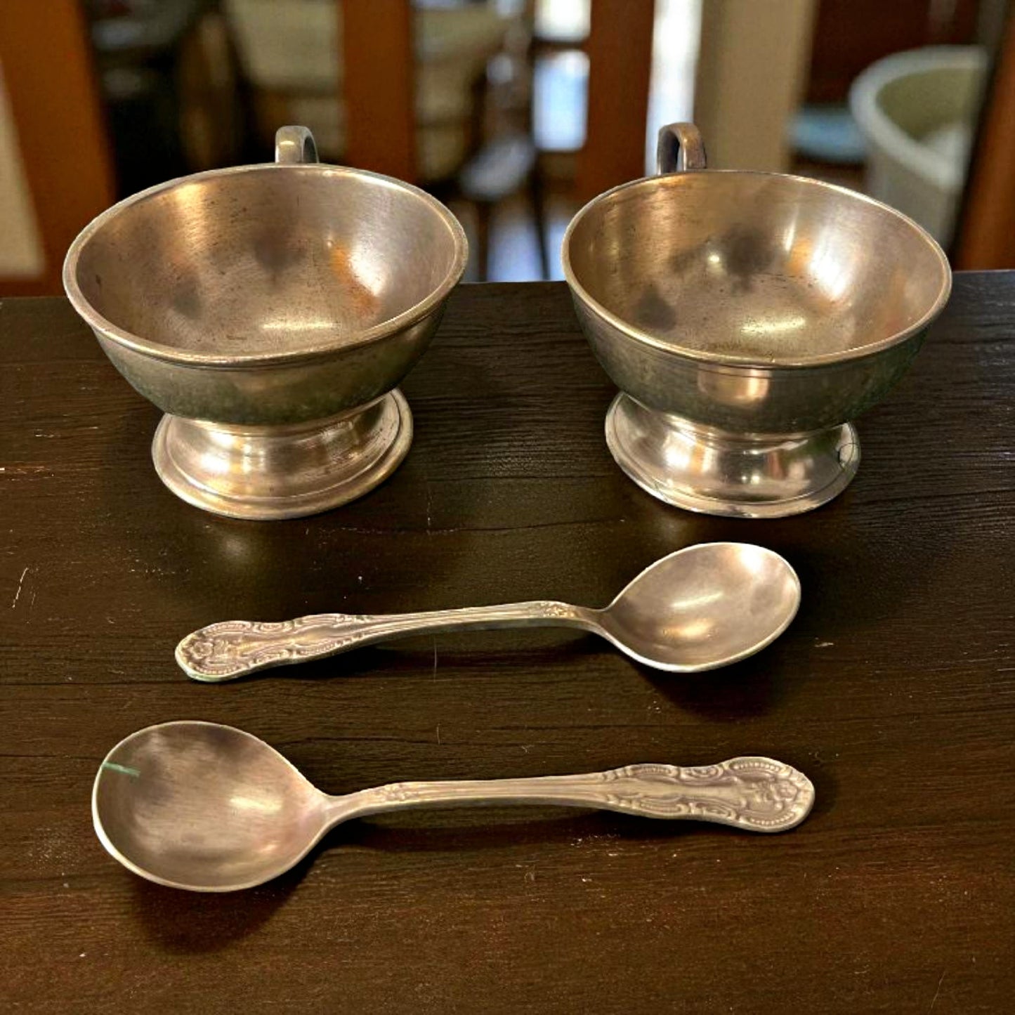 Antique Brass Ice Cream Cups with Spoons | Pital Traditional Dessert Set