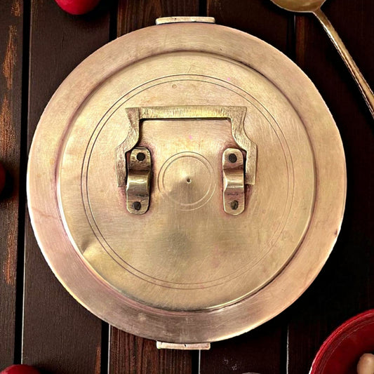 Antique Brass Flat Storage Box with Lock | Traditional Brass Utility Box