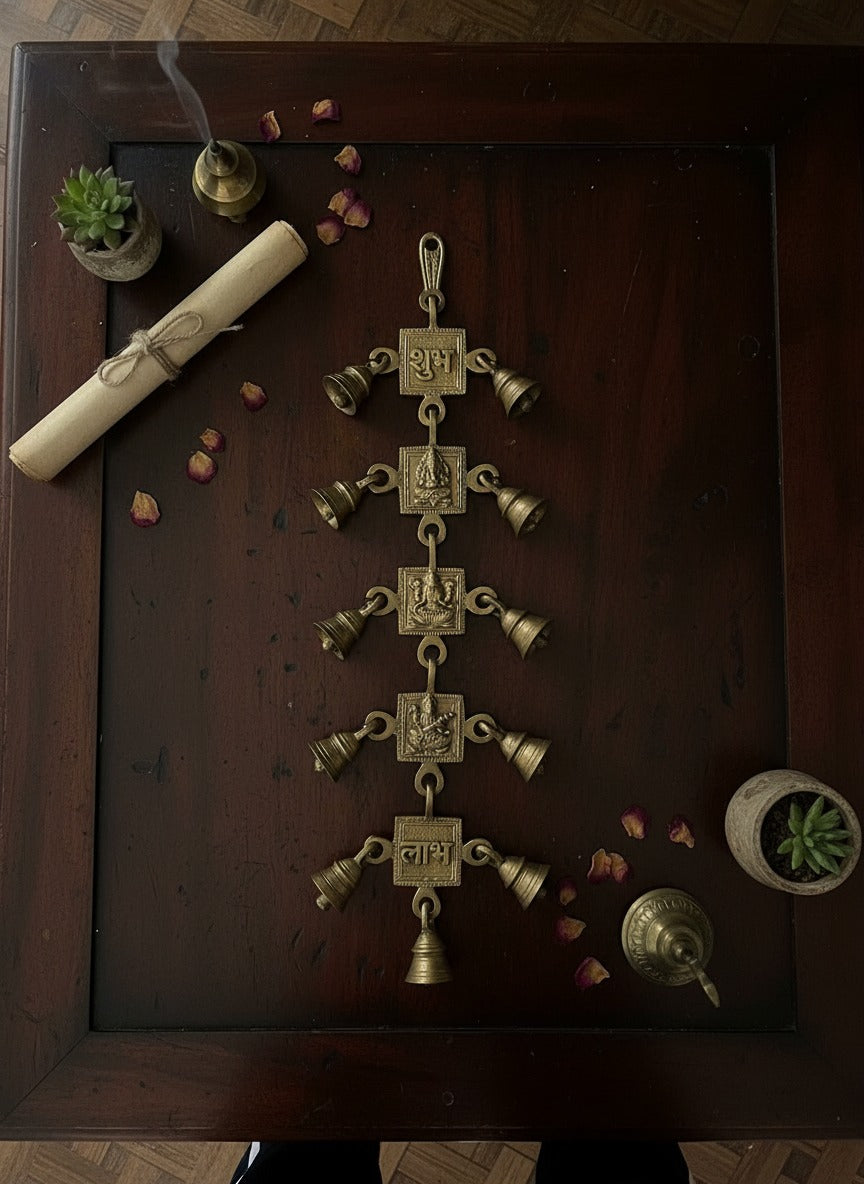 1981 Antique Brass Wall Hanging Bell | Pital Traditional Home Decor