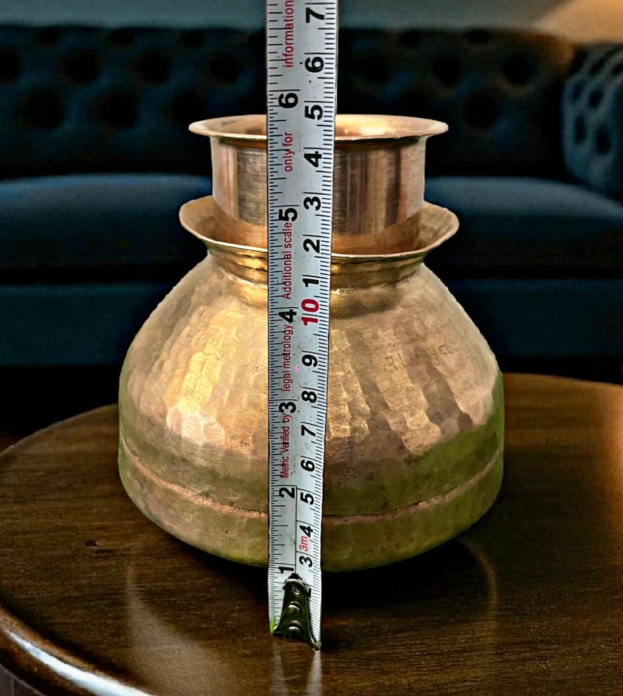 Antique Brass Kalash with Pyala | Traditional Pittal Lota with Glass | Fat Bottom Pot