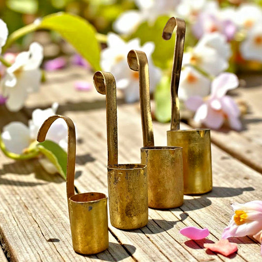 Antique Brass Milk Measurements Set | Traditional Kitchenware & Collectible