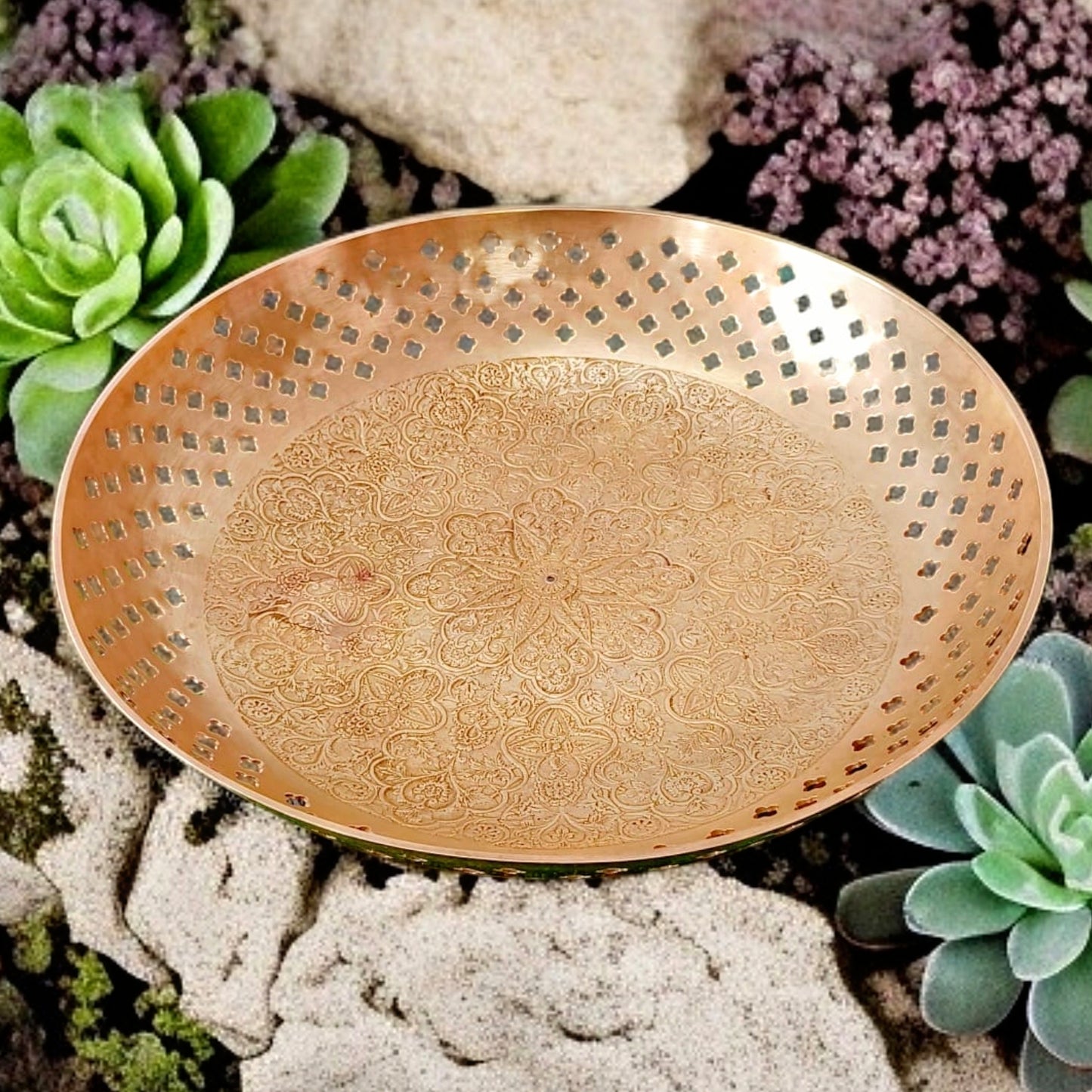 Antique Hand-Crafted Brass Serving Bowl | Traditional Tableware | Antiques