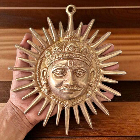 Antique Brass Big Size Suraj Mukhi | Pital Traditional Wall Hanging Art | Surya