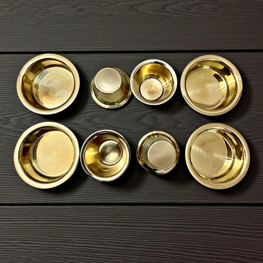 Brand New Brass Dabbara Set of 4 | Traditional South Indian Coffee & Serveware Set