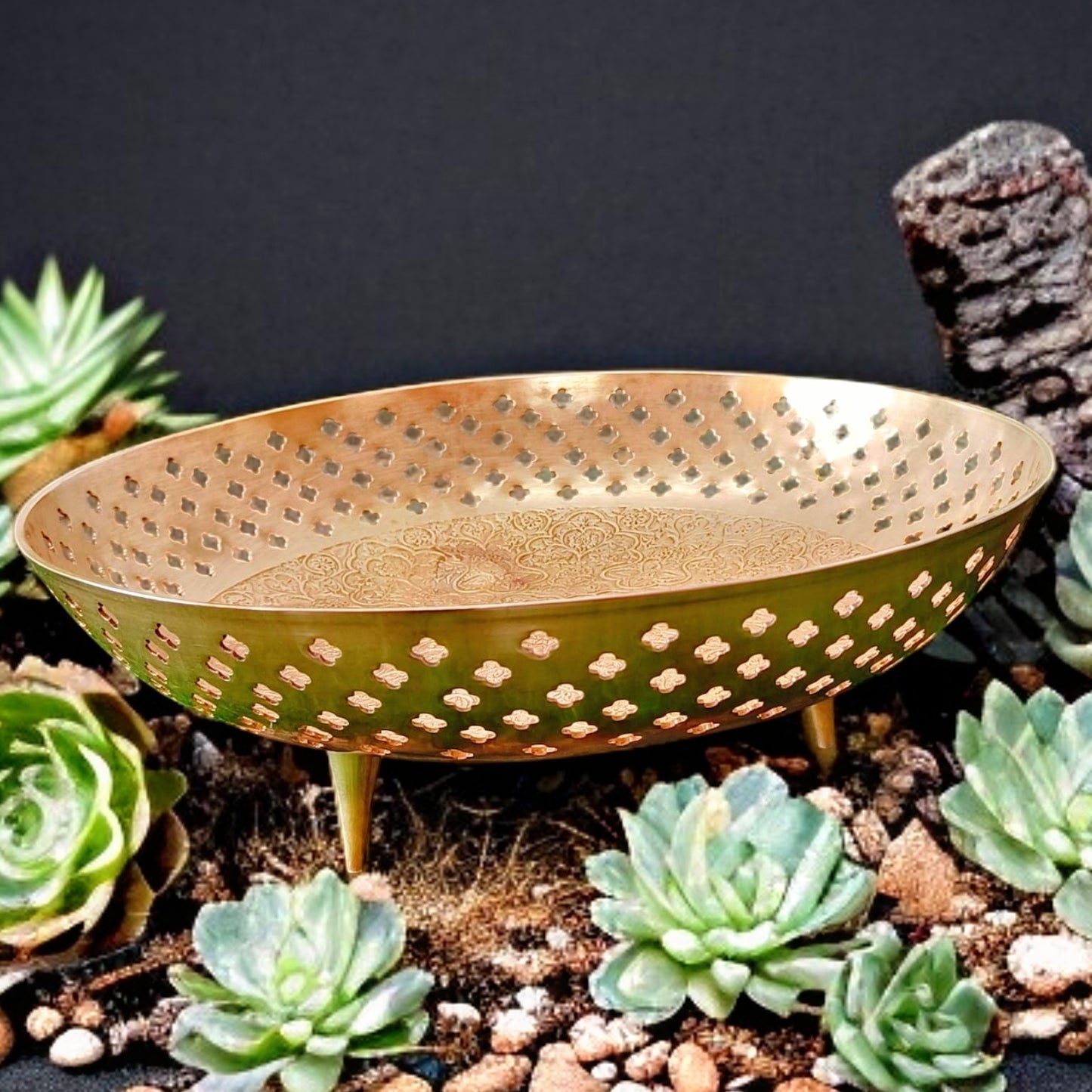 Antique Hand-Crafted Brass Serving Bowl | Traditional Tableware | Antiques