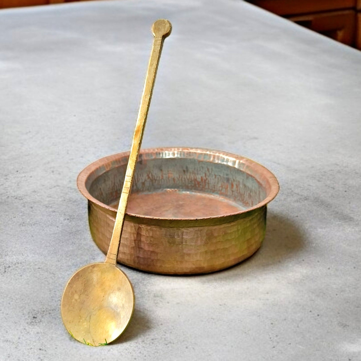 Antique Copper Langadi with Ladle | Timeless Craft | Traditional Tamba Lagan