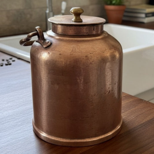 1981 Antique Brass Kettle Canister | Brass Ghee & Oil Storage Container