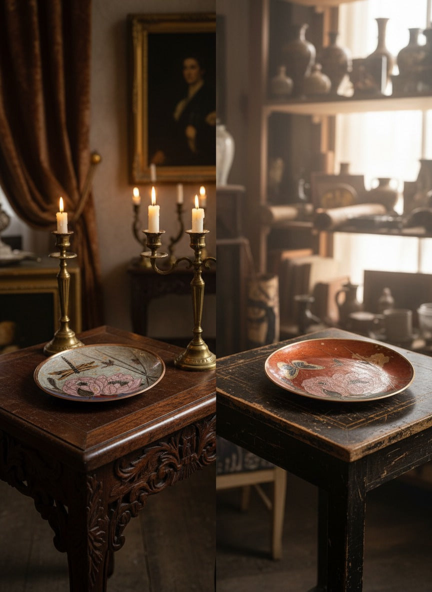 1984 Antique Brass Wall Hanging Decor Plate Set | Pital Traditional Home Styling Plates