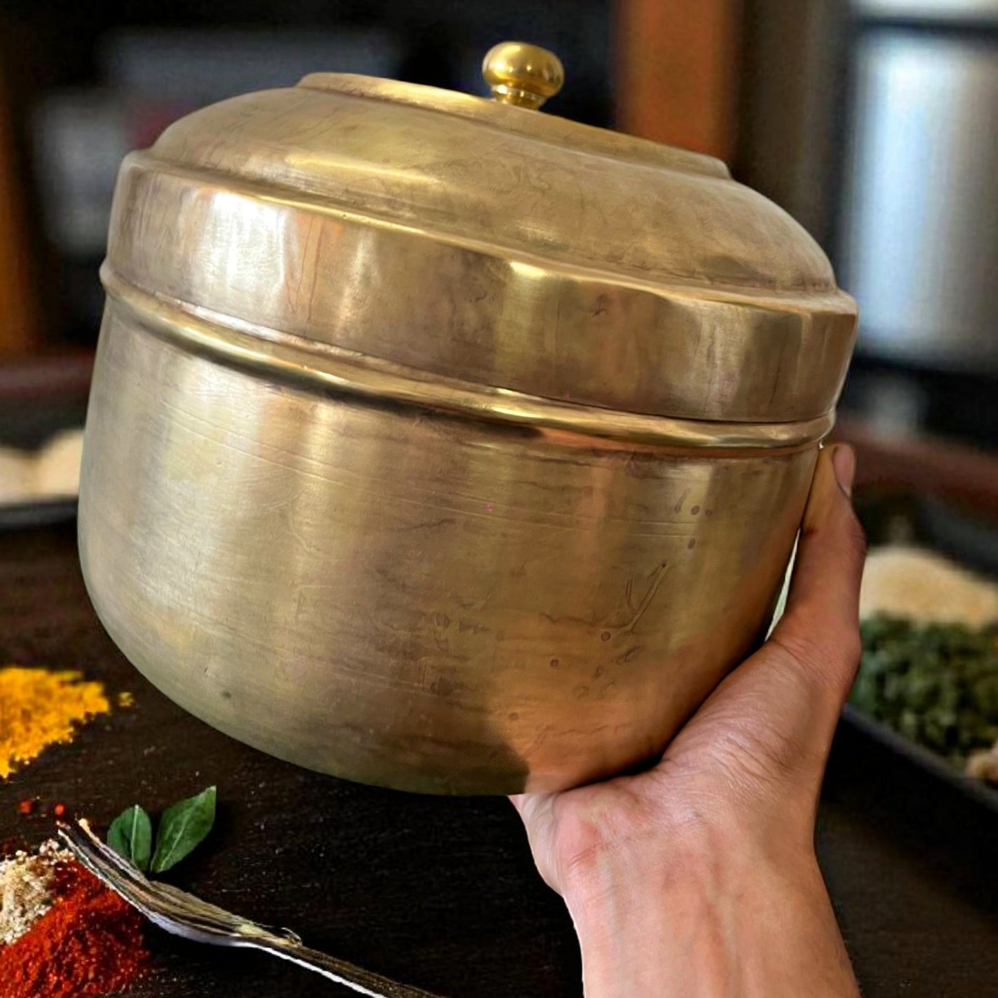 Antique Brass Chapatti Box | Traditional Storage Container for Kitchen & Decor