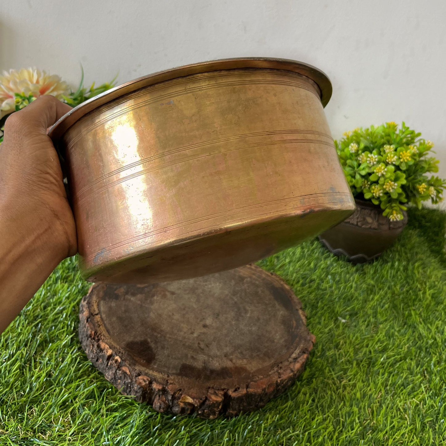 Antique Brass South Indian Cooking Bowl - Bombay Antiques