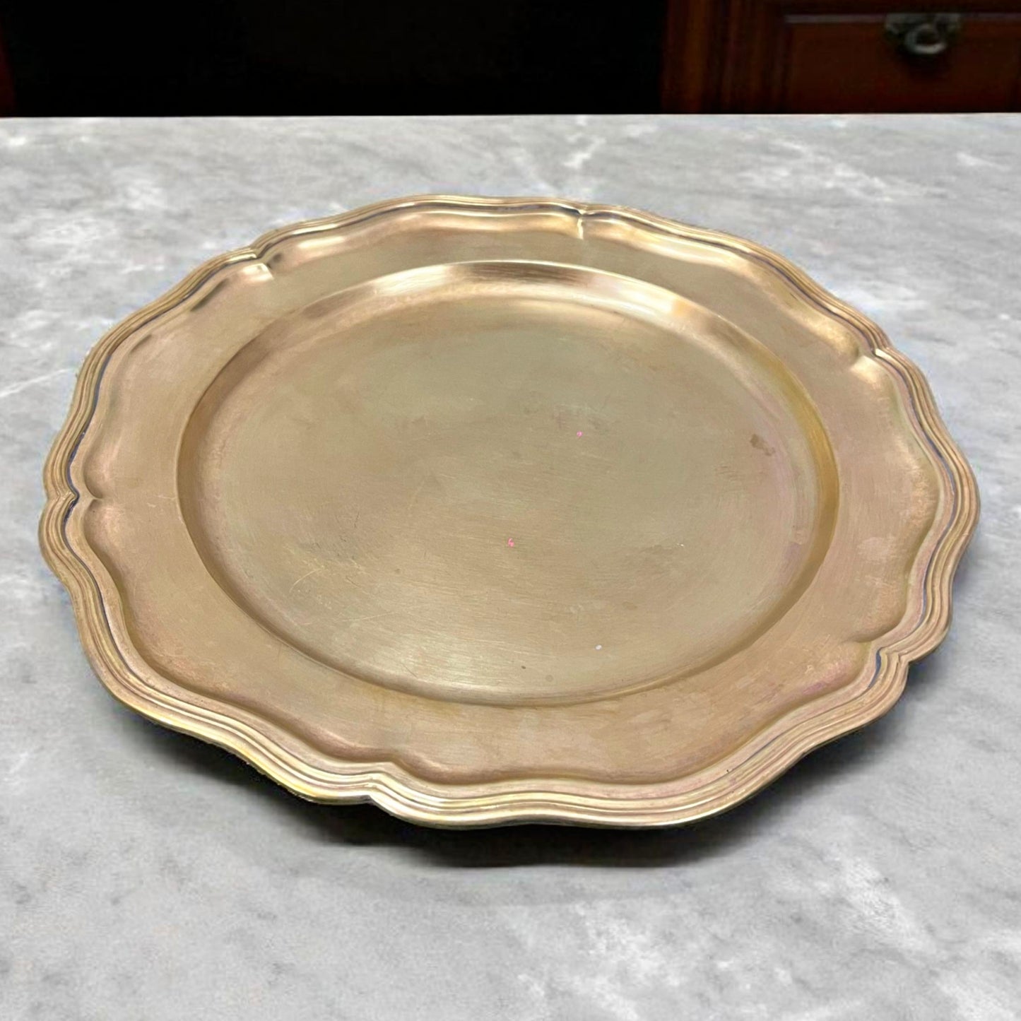 Antique Brass Big Plate | Traditional Brass Round Plate for Serving & Styling