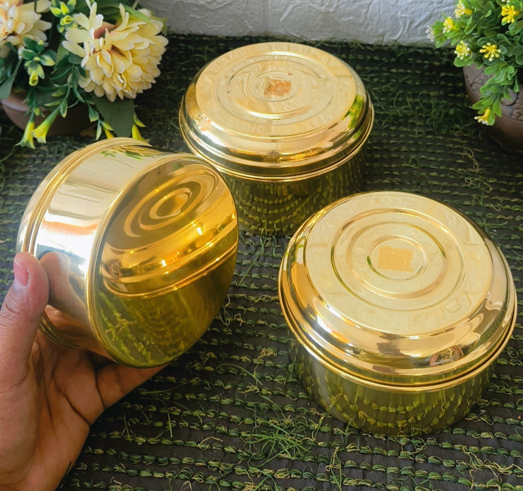 Antique Brass Laddu box Set of 3 - Storage Box
