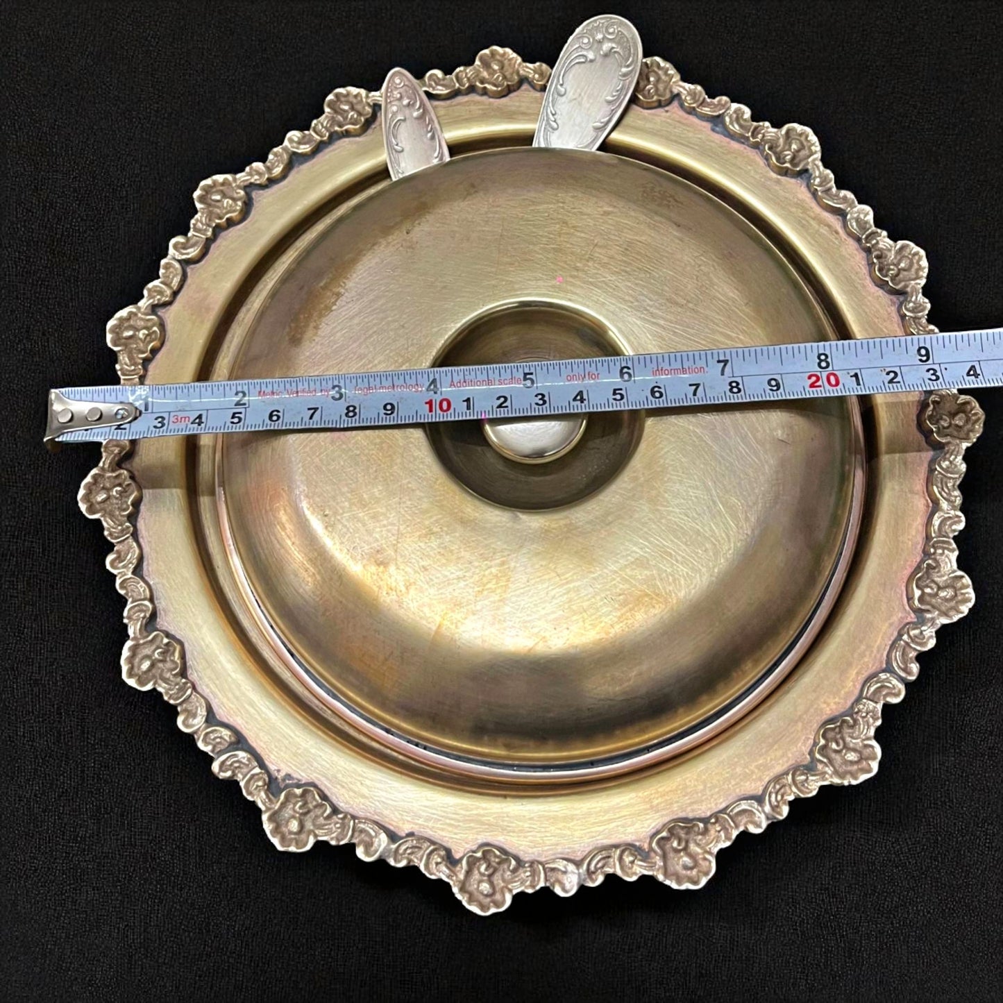 Antique Brass Bowl with Lid & Spoons | Traditional Ornate Dining Ware
