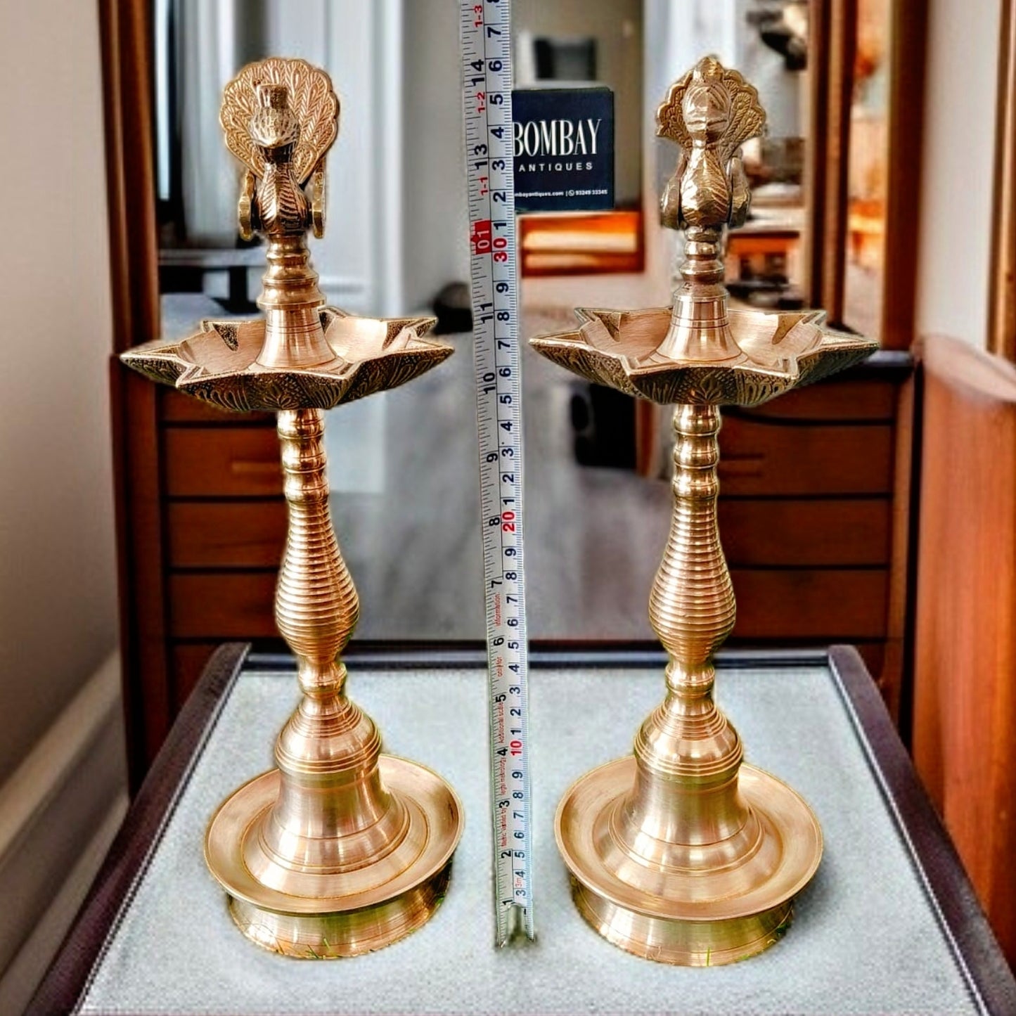 Antique Brass Samay in Pair | Temple-Style Diyas | Antiques