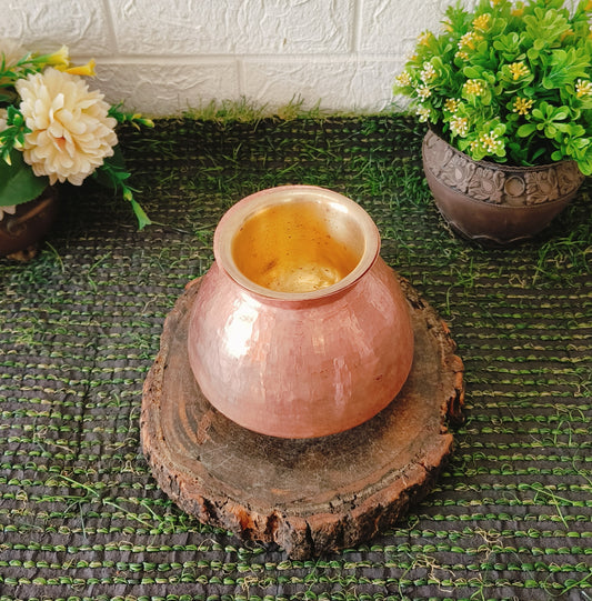 Antique Copper Kalash with Brass Pela | Tamba Lota | Traditional Kitchen Utensil