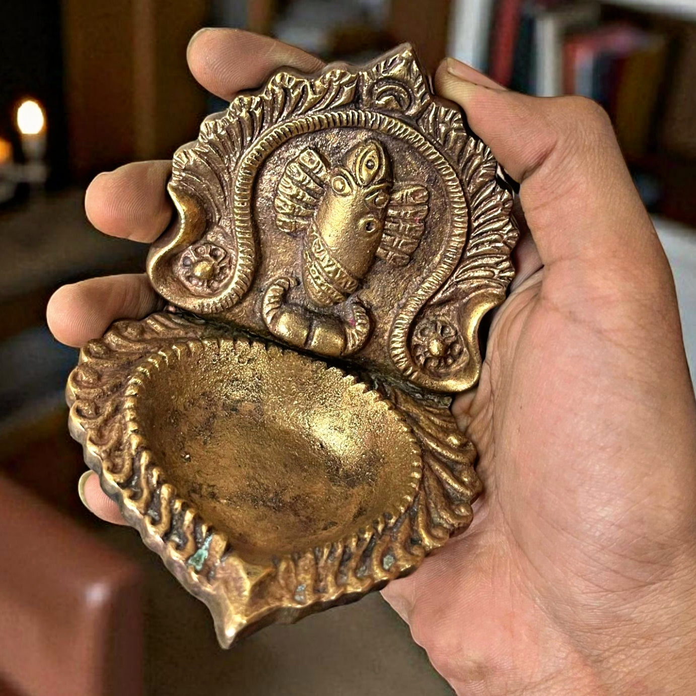 Antique Brass Diya Set of 3 | Pital Traditional Oil Lamps