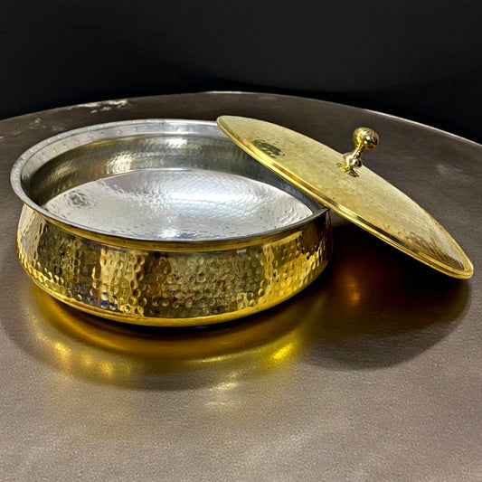 5L Brand New Brass Cooking Deg / Biryani Deg with Tinning & Lid | Traditional Kitchen Cookware