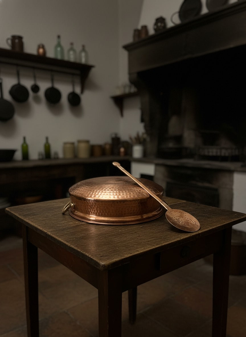 1979 Antique Copper Biryani Deg with Ladle | Traditional Cooking and Serving Vessel