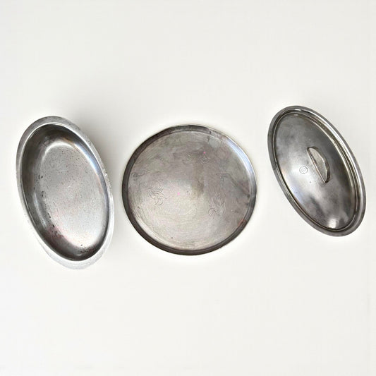 Antique Brass Silver-Coated Butter Dish with Plate | Heritage Serveware for Elegant Dining