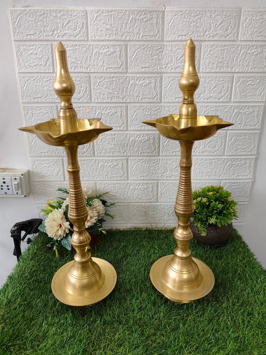 Vintage Brass Samay in Pair - Oil Lamp - Bombay Antiques