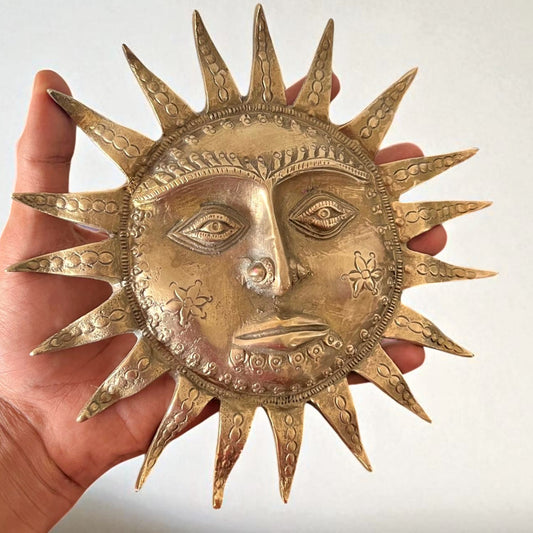 Antique Brass Surya Wall Plate | Pital Decorative Sunface