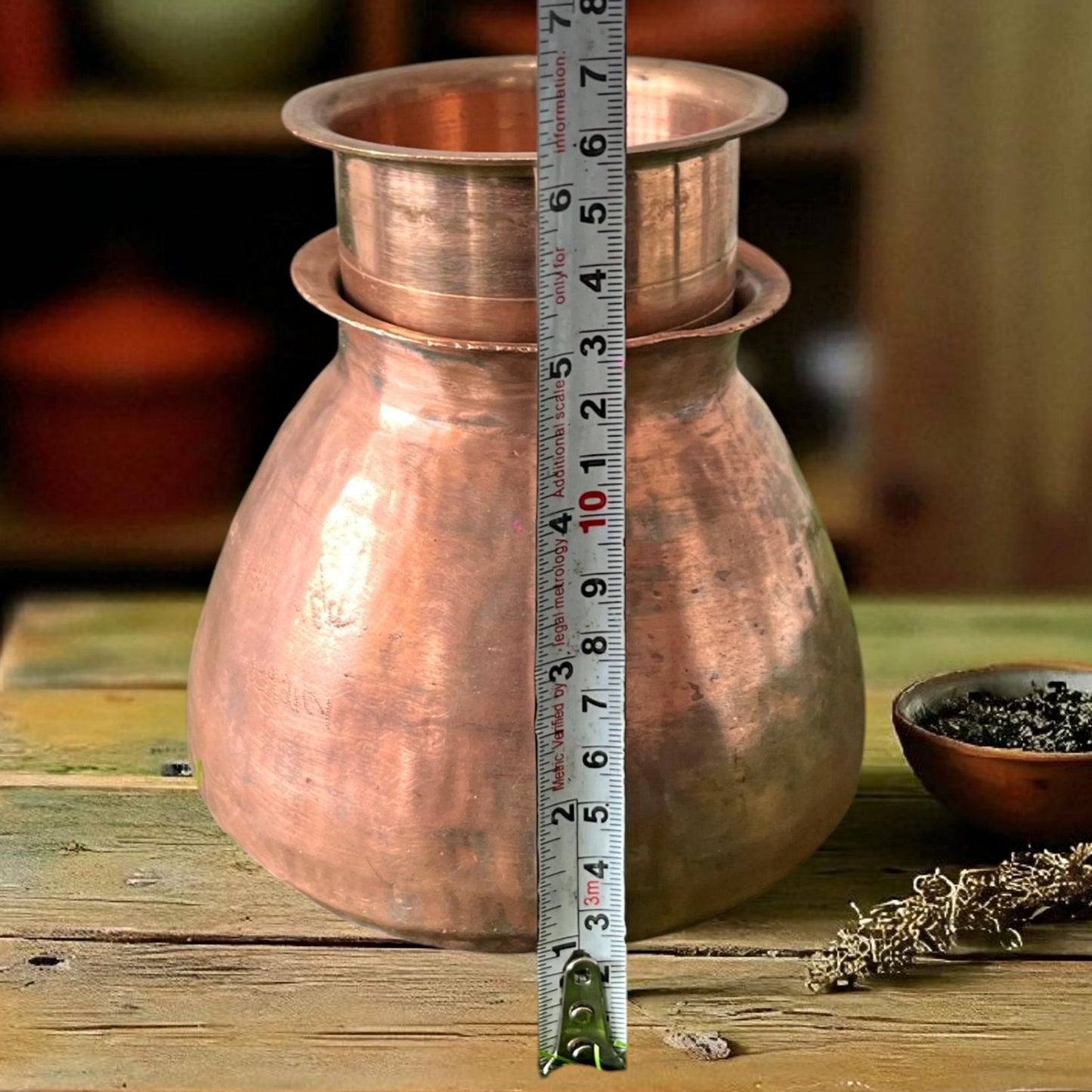 Antique Copper Kalash with Pyala | Traditional Copper Decor & Utility Set