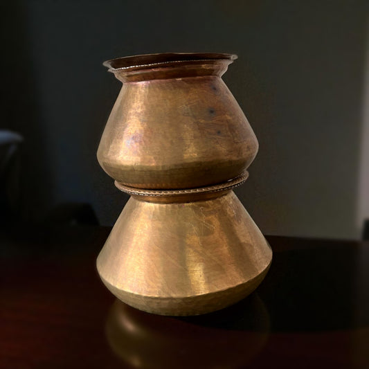 Antique Brass Cooking Bowls with Lid | Pittal Bhagona in Pair | Traditional Cooking Item