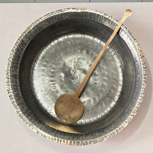 Antique Brass Langdi with Spoon | Pital Traditional Cooking Pot
