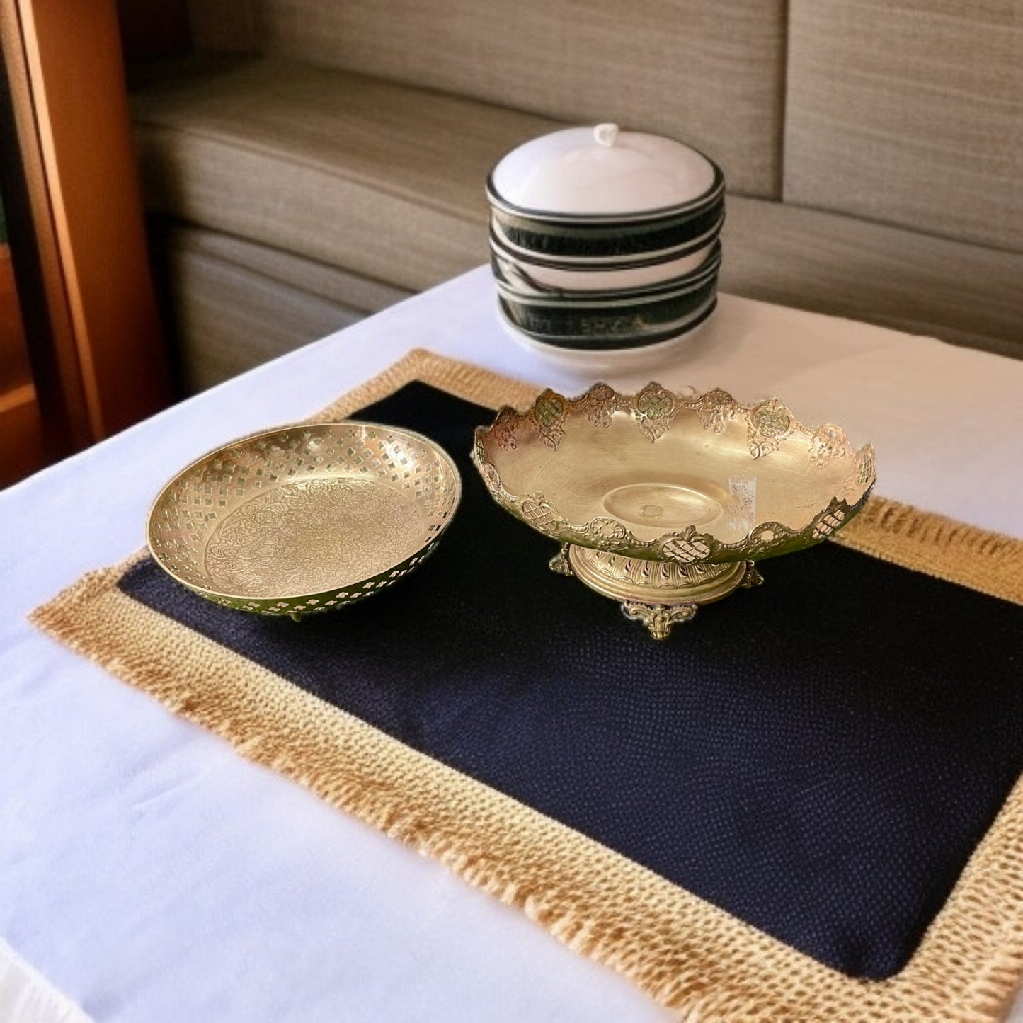 Antique Brass Fruit Bowl Pair | Traditional Pital Bartan | Classic Serveware Set