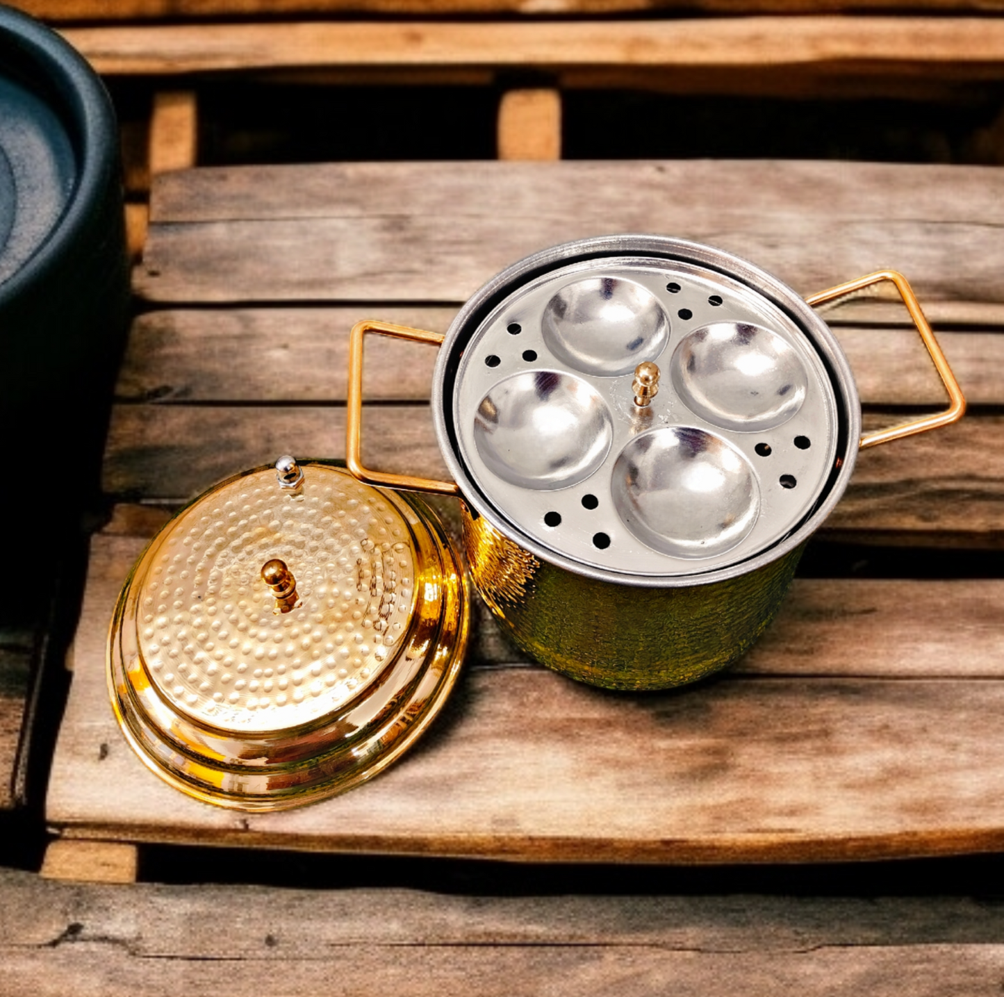 Brand New Brass Idli Maker with 16 Pits | Bombay Antiques Manufactured| Pital Idly Cooker with Tinned Brass Plates