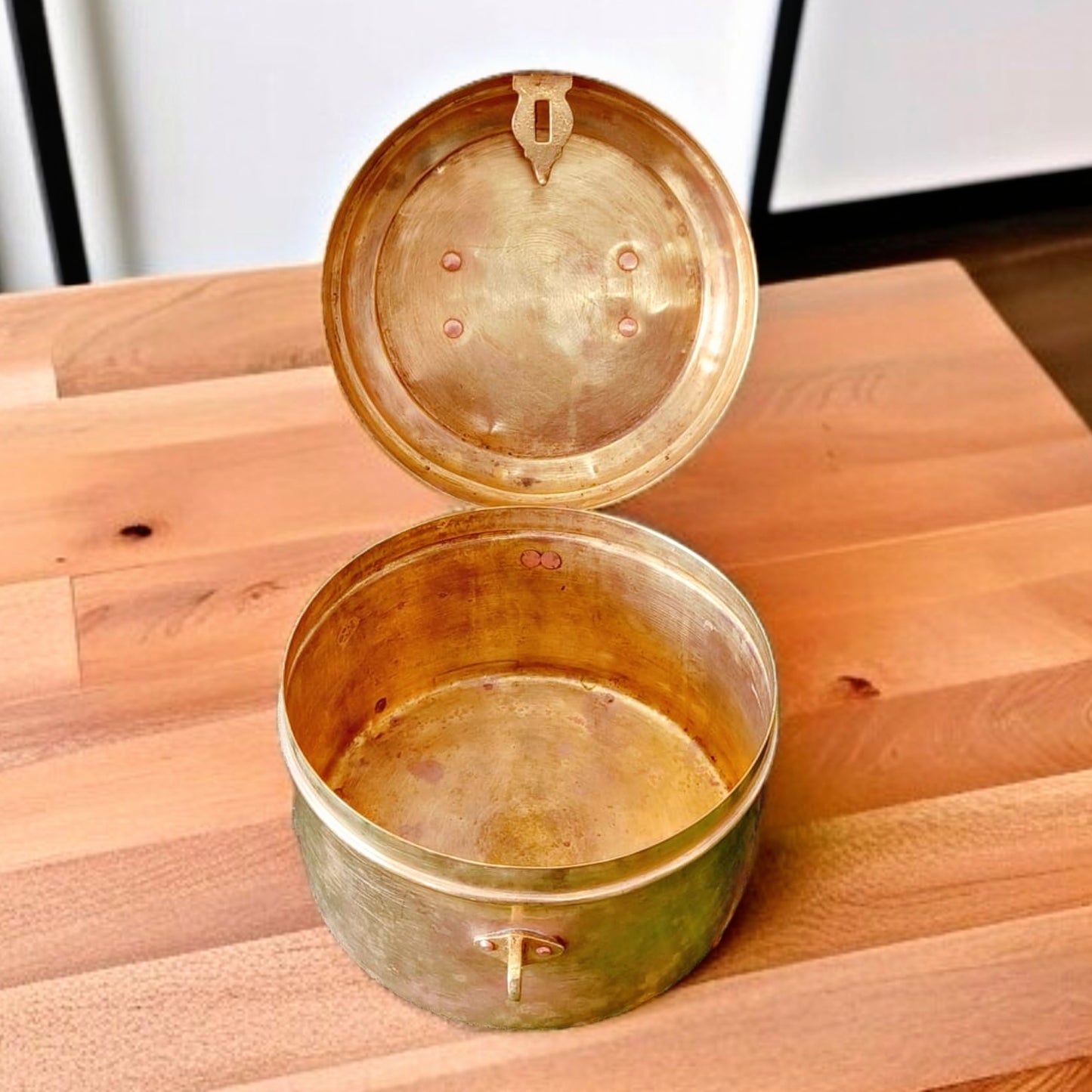 Antique Brass Storage Box | Traditional Pital Container | Utility & Décor Collectible