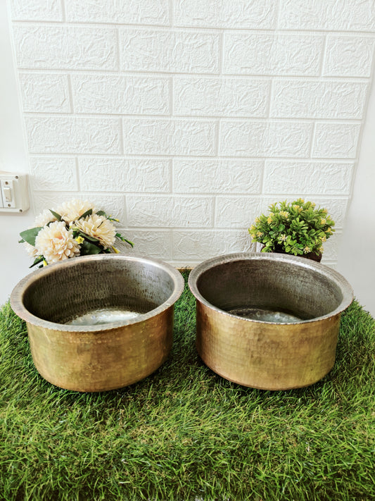 Antique Brass Cooking Bowl in Pair - Tapeli 🔥 - Bombay Antiques