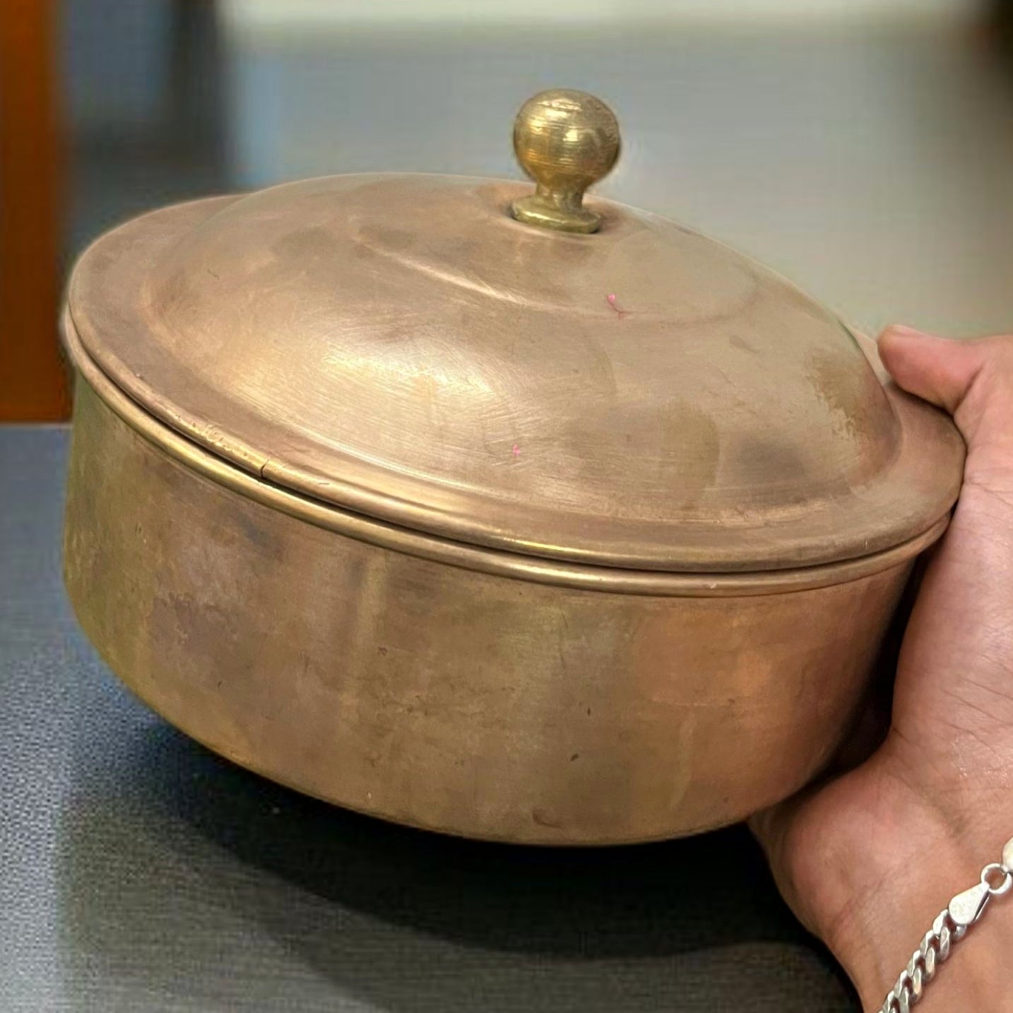 Antique Brass Roti Dabba | Traditional Storage Container