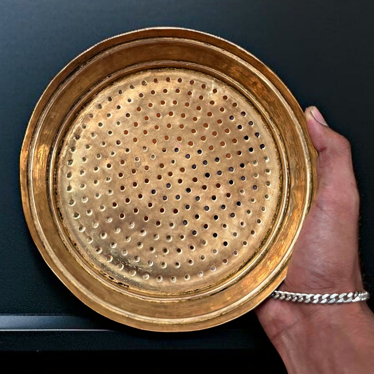 Antique Brass Colander in Pair | Pital Traditional Kitchen Utensils