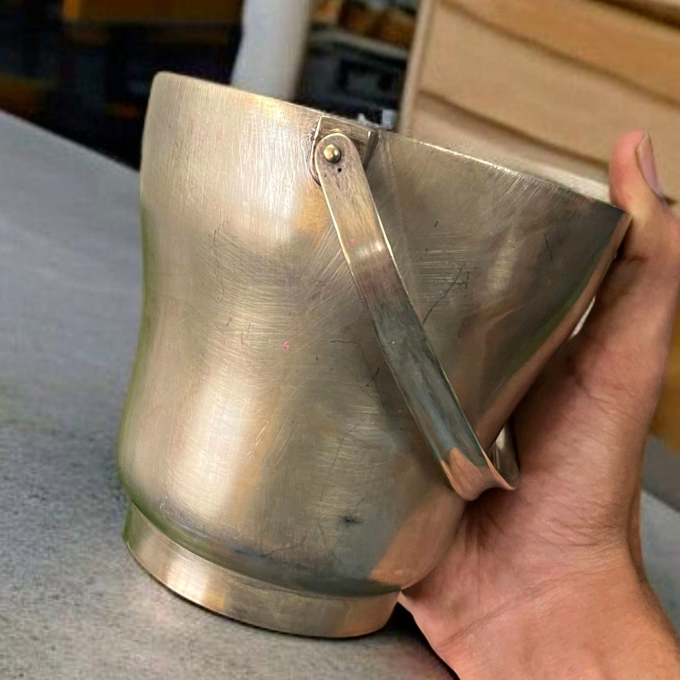 Antique Brass Bucket | Pital Traditional Storage Vessel