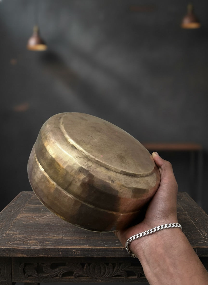 1974 Antique Brass Chapati Box | Traditional Kitchen & Storage Utility