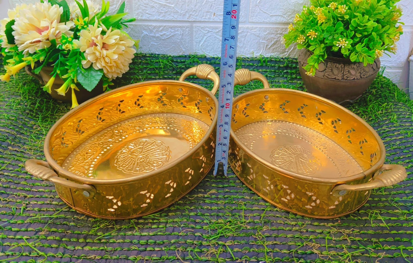New Brass Basket in Pair - In Vintage Style