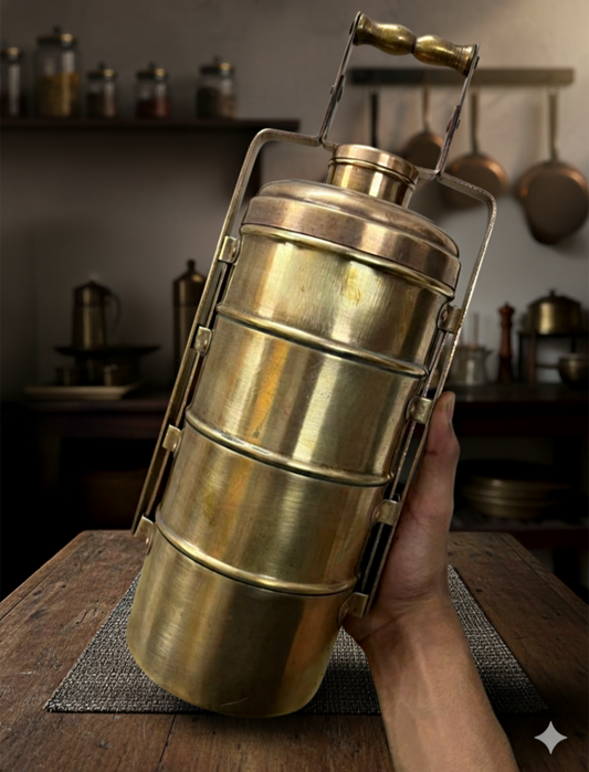 1972 Antique Brass Tiffin Big Size | Traditional Kitchen & Storage Utensil
