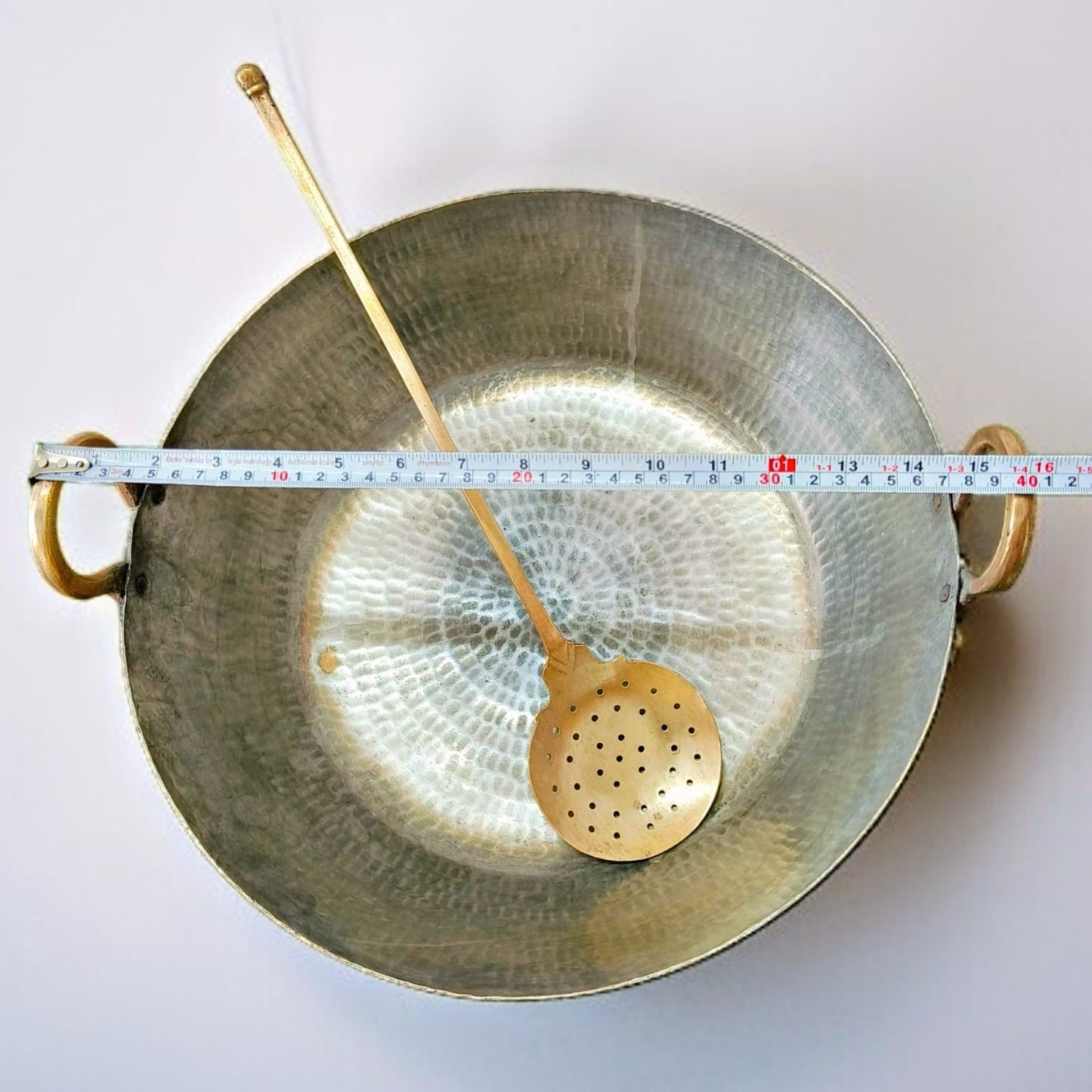 Antique Brass Big Size Kadai with Ladle | Traditional Cookware | Collectible Statement Piece