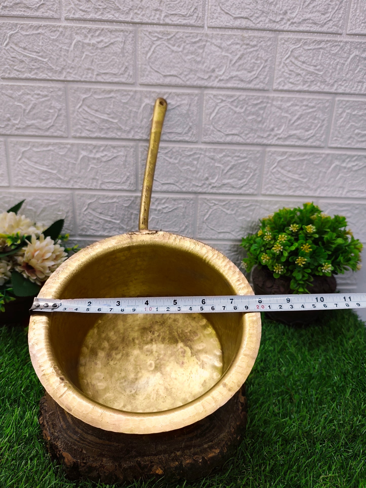 Antique Brass Cooking Bowl with Handle | Bhagoni | Tapeli | Kitchen Utensil - Bombay Antiques