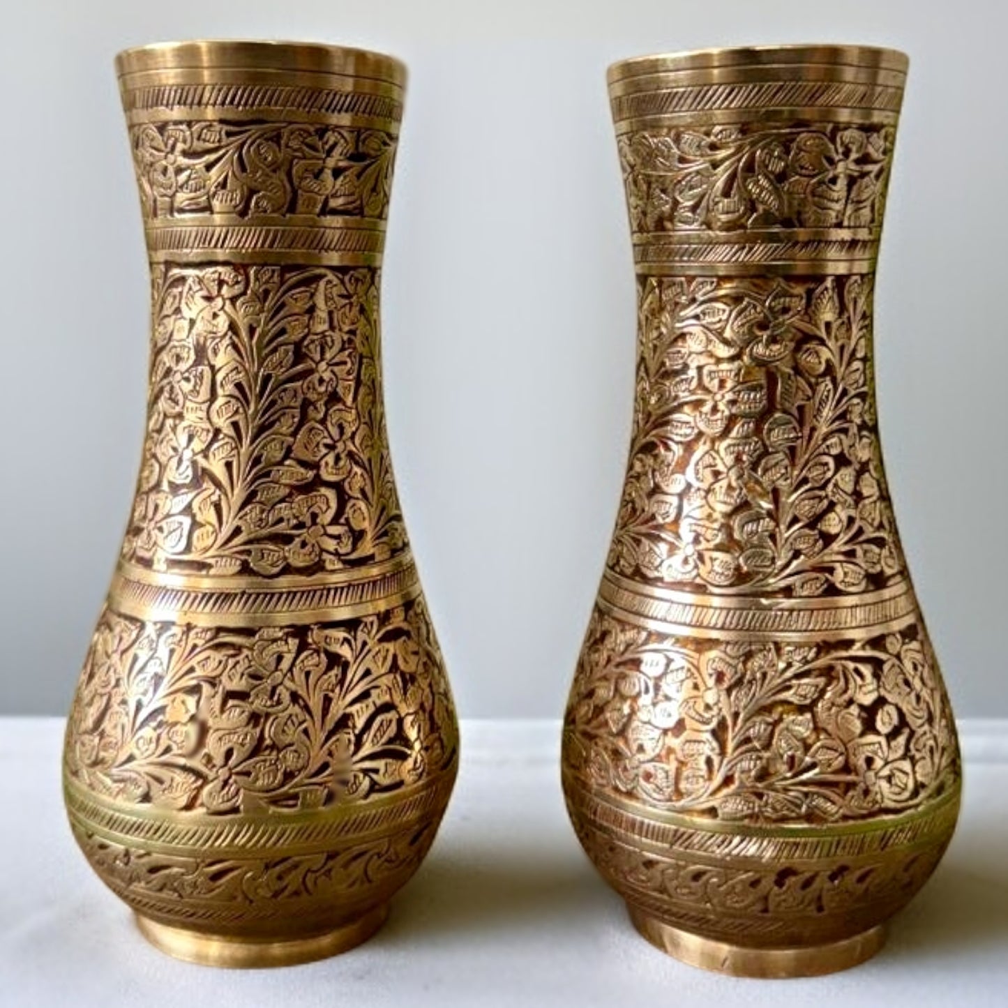Antique Brass Vase Pair