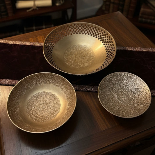 1985 Antique Brass Serving Bowl Set of 3 | Traditional Dining & Heritage Décor Collection