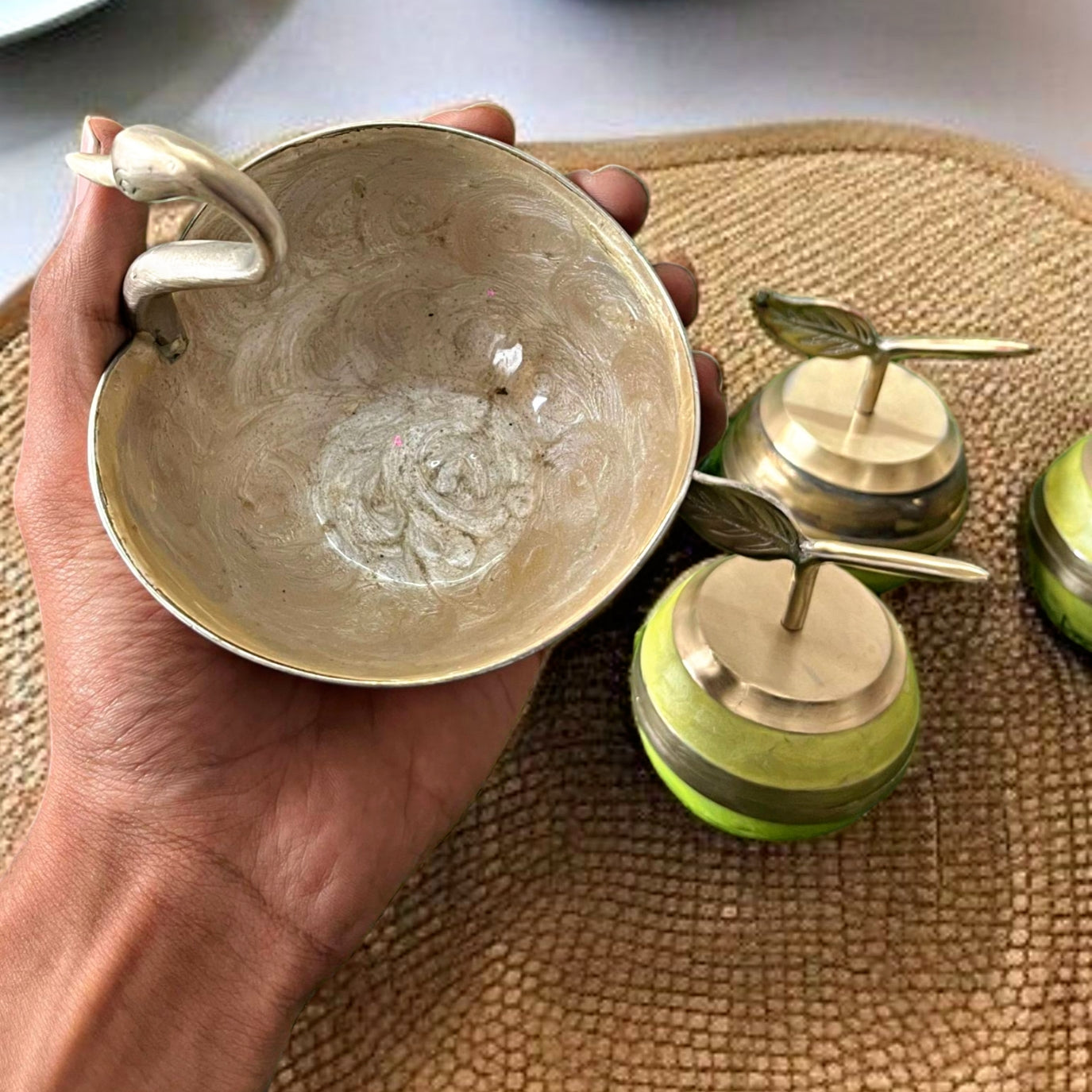 Brass Swan Trinket Set | Antique Pital Bowls for Styling or Gifting