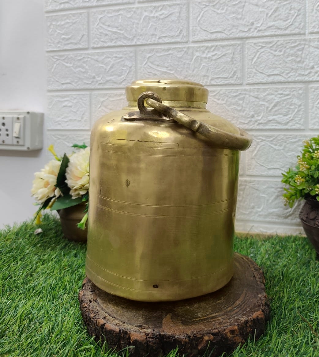 Antique Brass Oil Canister - Barni - Bombay Antiques