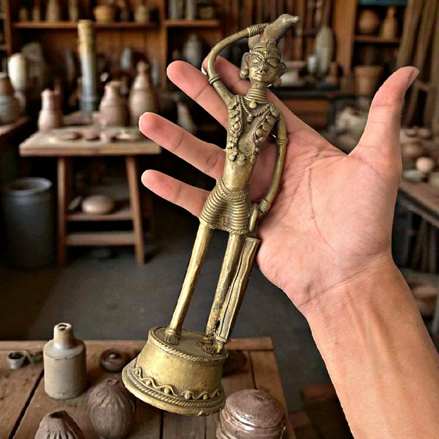 Antique Brass Candle Stand in Pair | Traditional Dhokra & Camel Design Decor