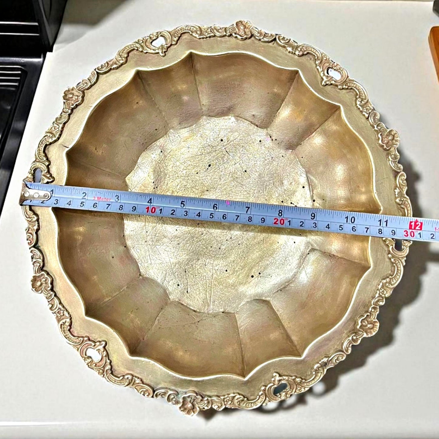Antique Brass Bowl | Pital Traditional Serving Bowl with Ornated Border