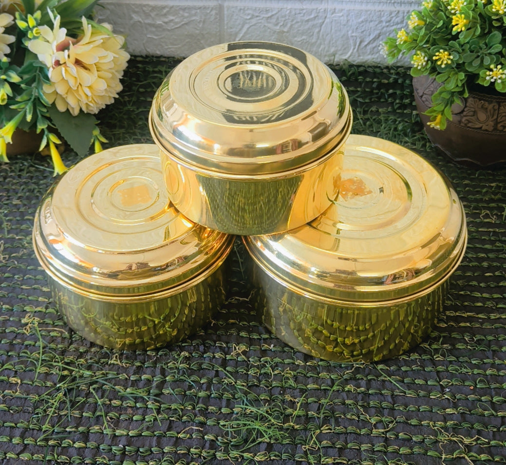 Antique Brass Laddu box Set of 3 - Storage Box