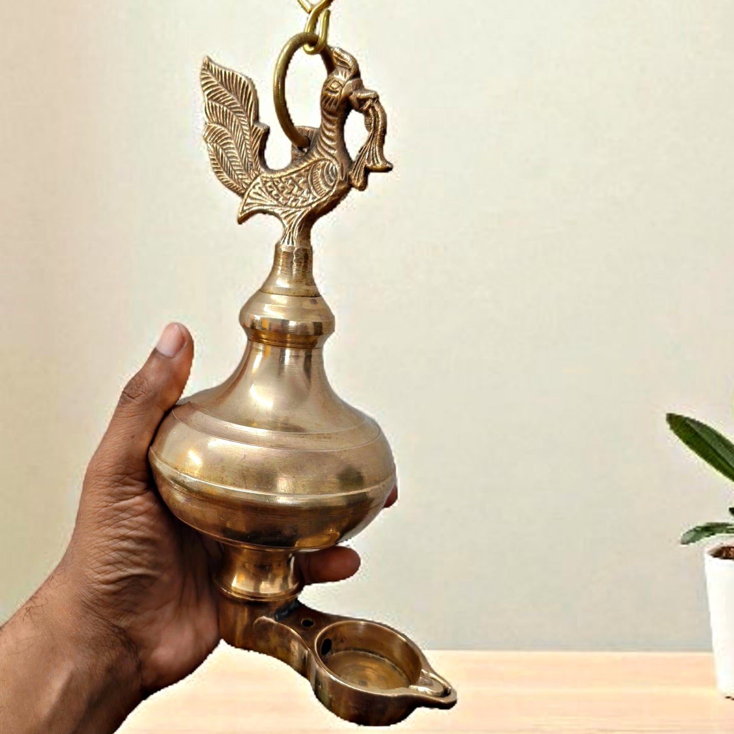 Antique Brass Wall Hanging Diya | Pital Traditional Lamandiva Lamp