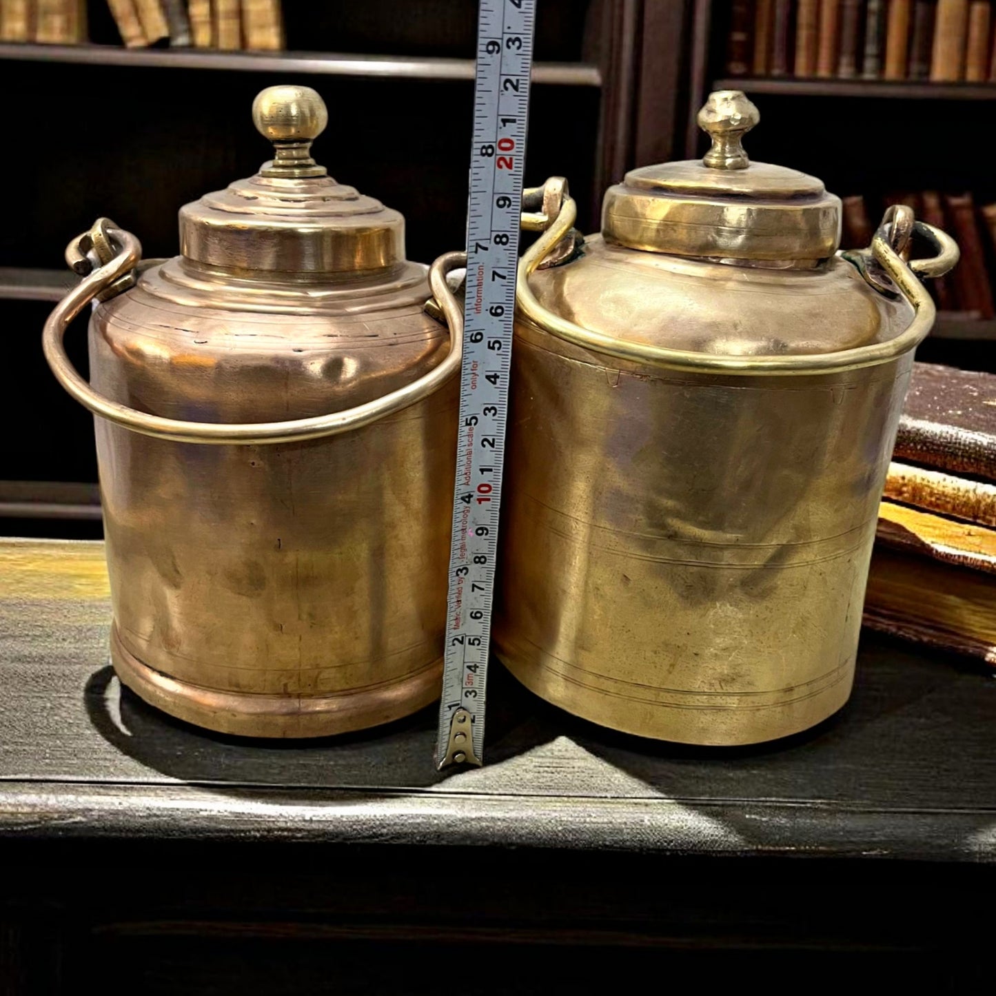 Antique Brass Storage Box in Pair | Traditional Utility Dabba Set